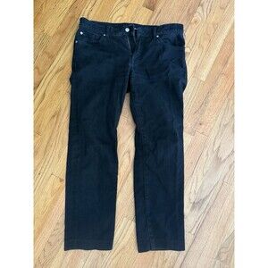 7 For All Mankind Jeans Mens 33x28 Black Slimmy Slim Straight Stretch Denim